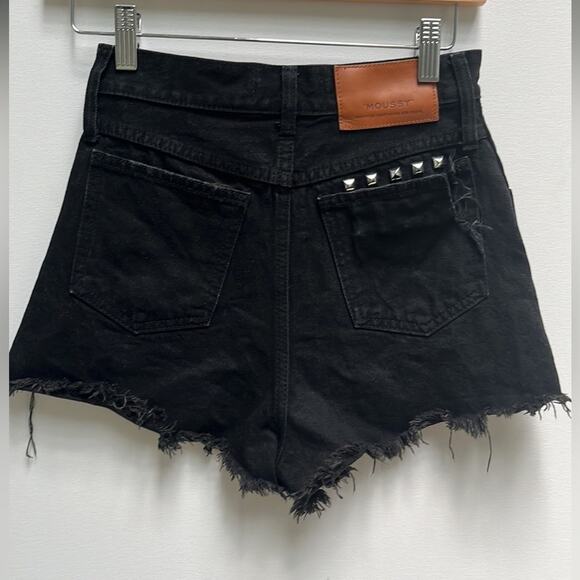 Moussy Button Fly Studded High Rise Denim Shorts Size 1 in Black - Picture 2 of 10